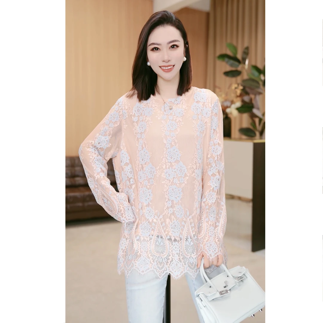 林果&季得 【兰吟花】时尚减龄气质百搭女士长袖款T恤