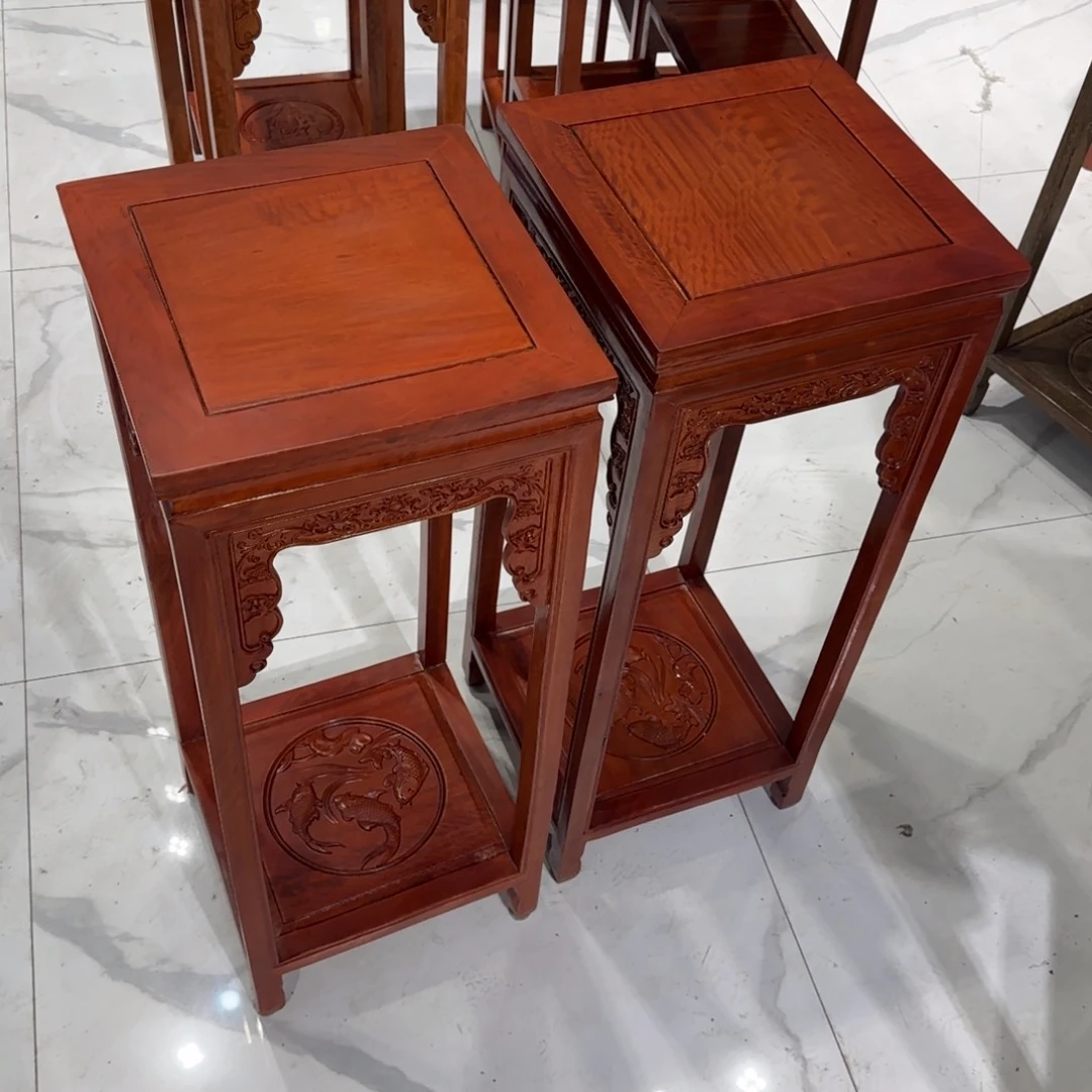 花梨木类成套家具阳*。微瑕80花架一对