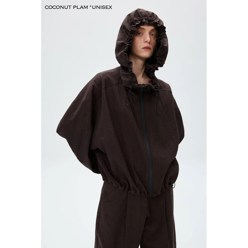 COCONUT PLAM*威士忌棕亚麻轻薄冲锋衣外套