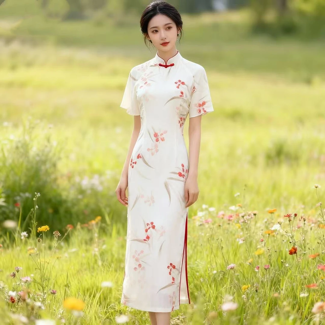 （416）夏款 倒大袖 中长款改良旗袍 双层 长度约110cm苏州旗袍