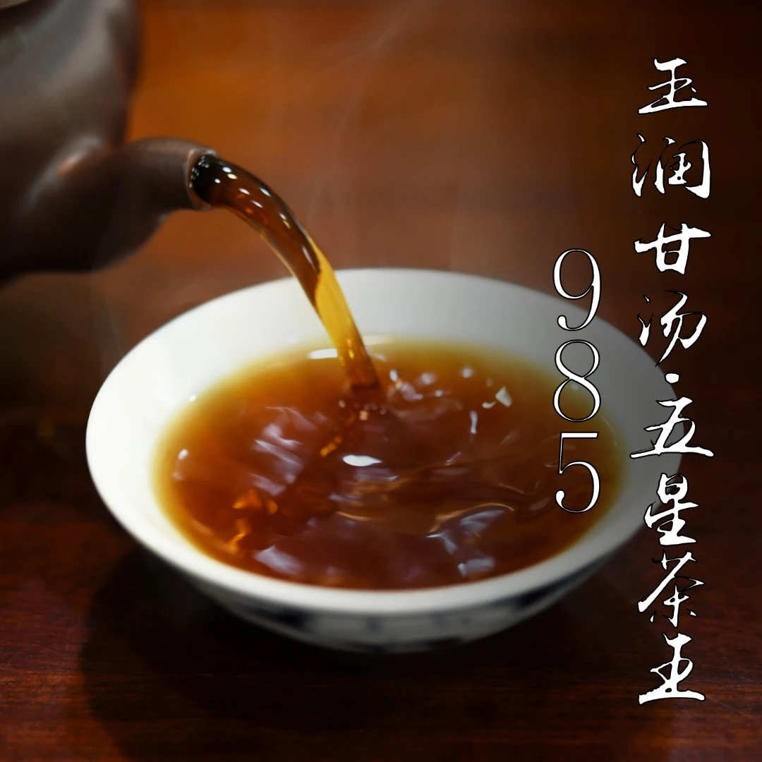 玉润甘汤985五星茶王特级六堡茶广西陈伯梧州老仓记正宗