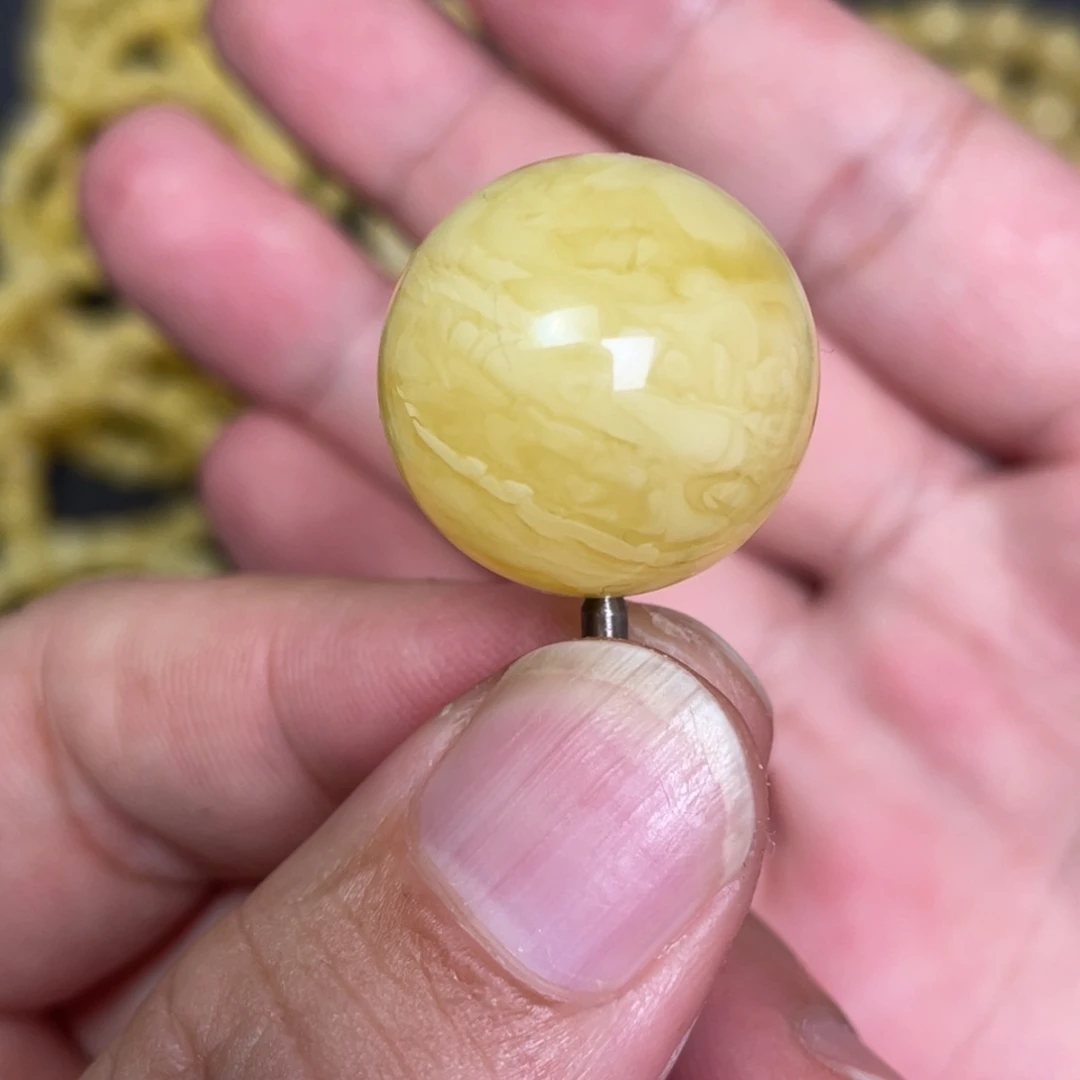 蜜蜡未镶嵌裸石虎皮纹千层雪蜜蜡单珠21mm