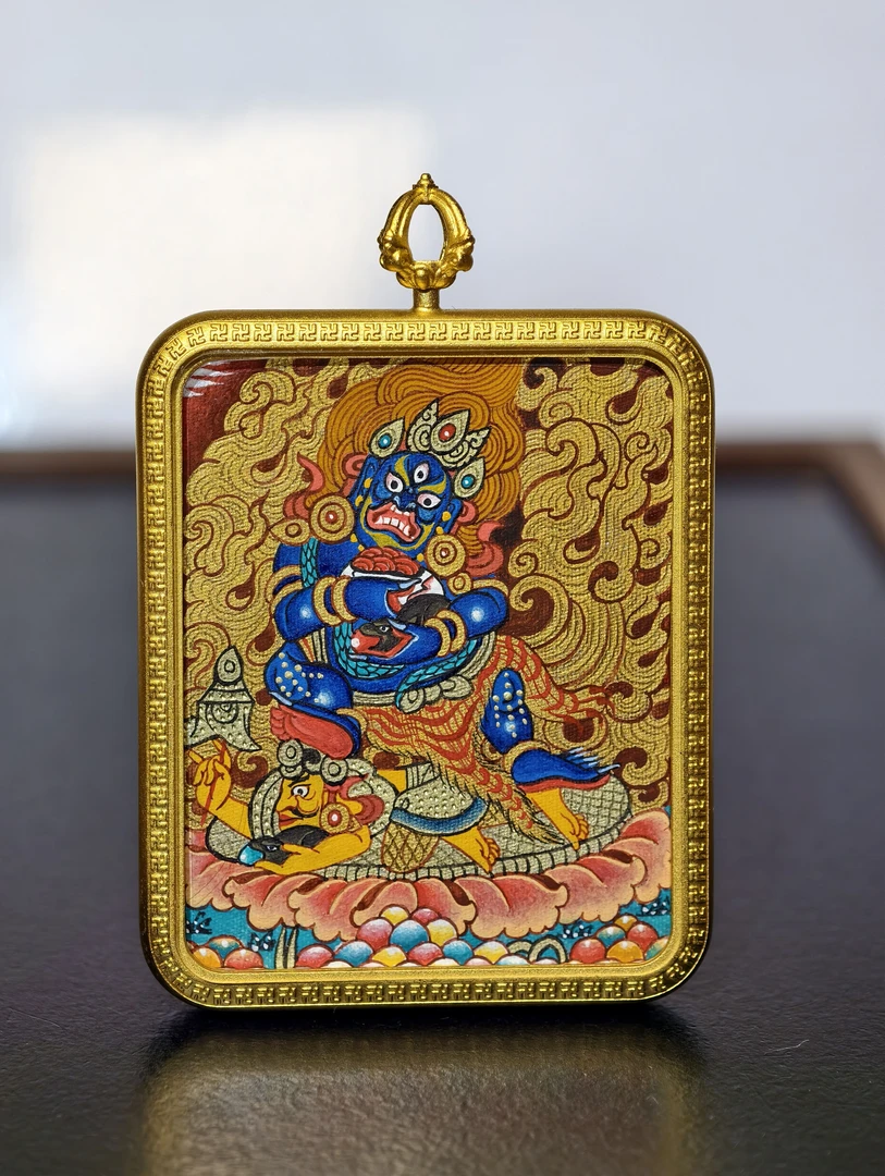 【黑财神】4*5cm青海热贡纯手绘矿物颜料唐卡艺术