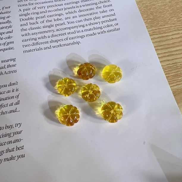 【呱呱来财】天然琥珀南瓜珠通孔裸石（1件）多样性发一