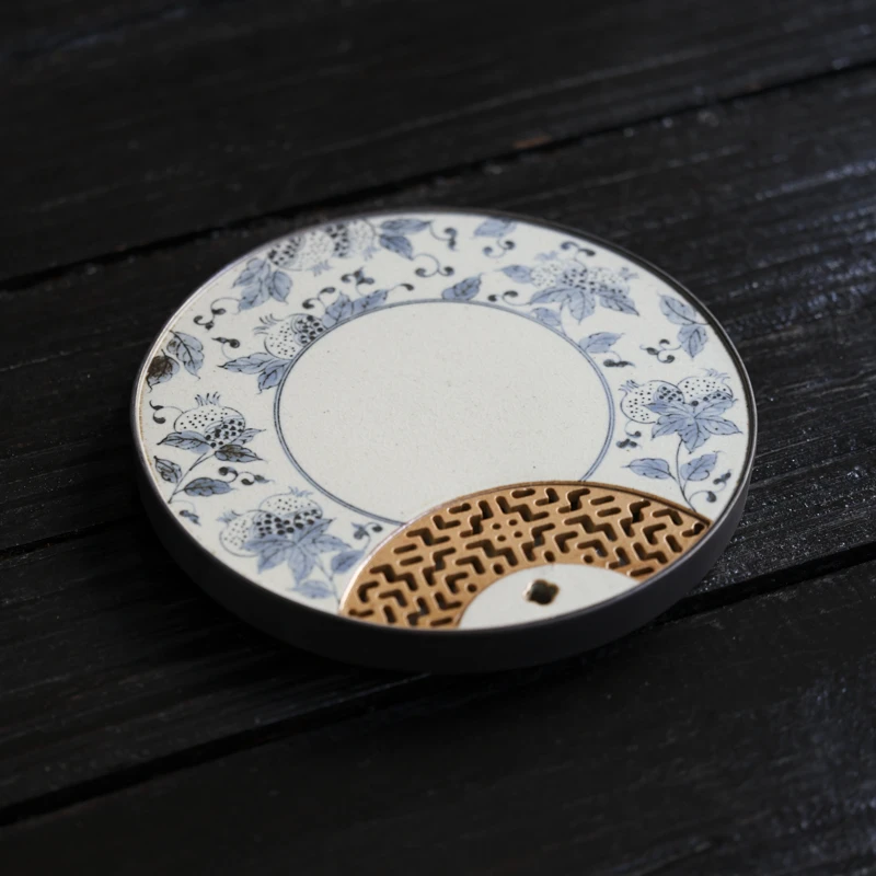 【小田甄陶】石榴-朴云堂-圆形茶盘,直径21高2.5（朴盘0024）