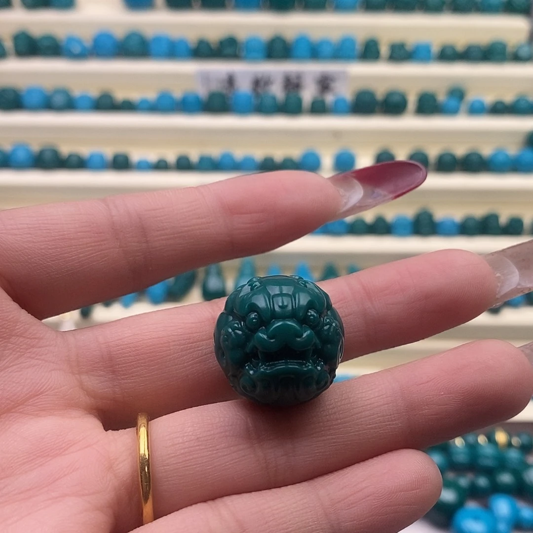 琉璃颈饰白**狗科技平替 油绿色 20兽珠