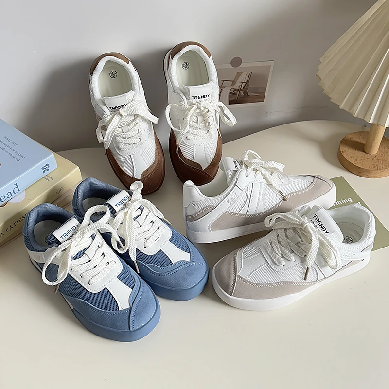 希玥 乳胶鞋垫/轻便运动鞋小白鞋女2025春季新款皮面阿甘板鞋复古