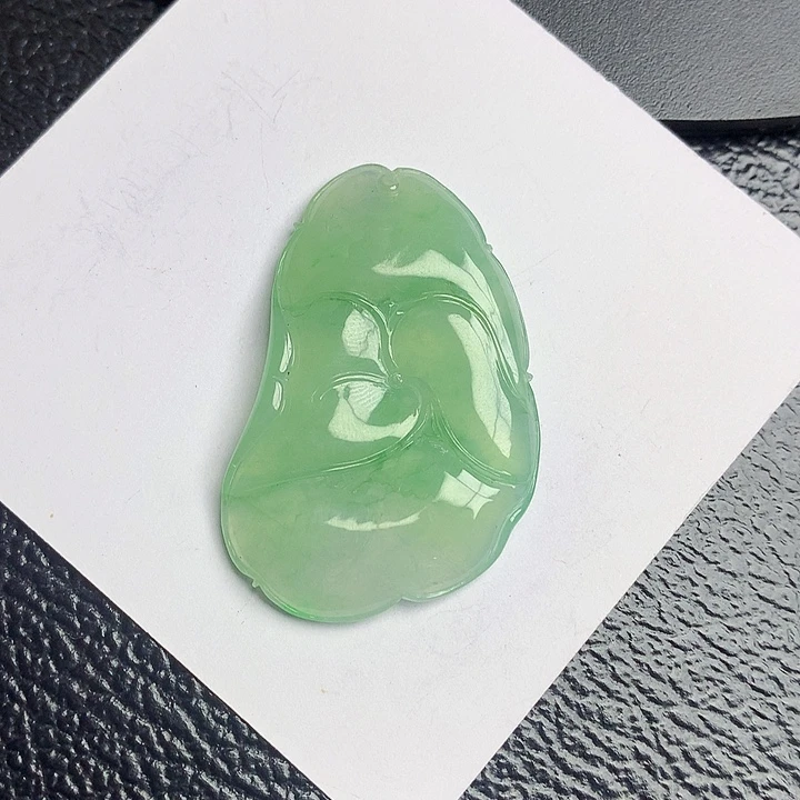颈饰未镶嵌翡翠天然缅甸翡翠荷叶