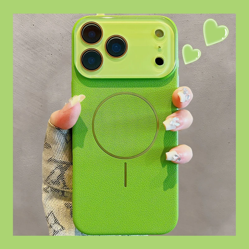 高级感荔枝纹磁吸适用苹果17promax新款手机壳Air大视窗镜头膜iPh