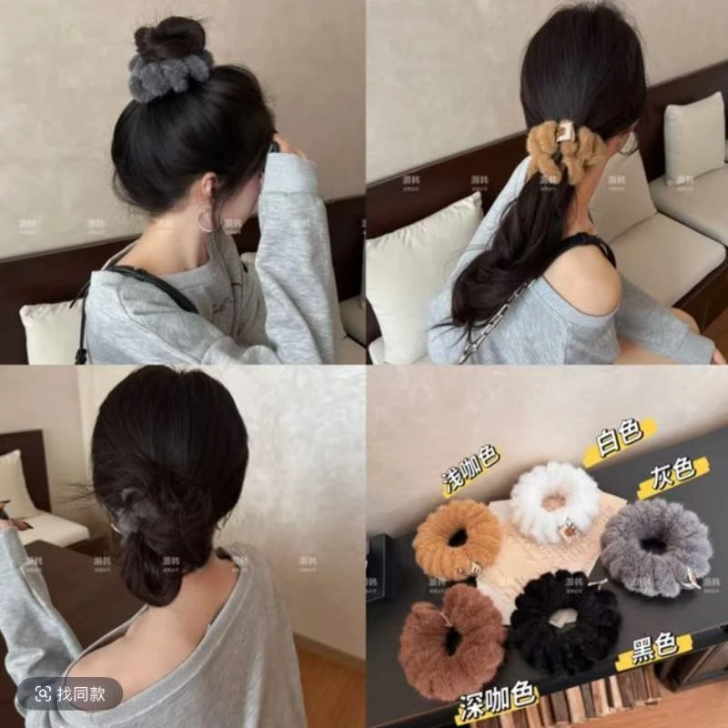 九块九两个～新款毛绒电话线发圈～不伤发高弹力秋冬氛围感头绳