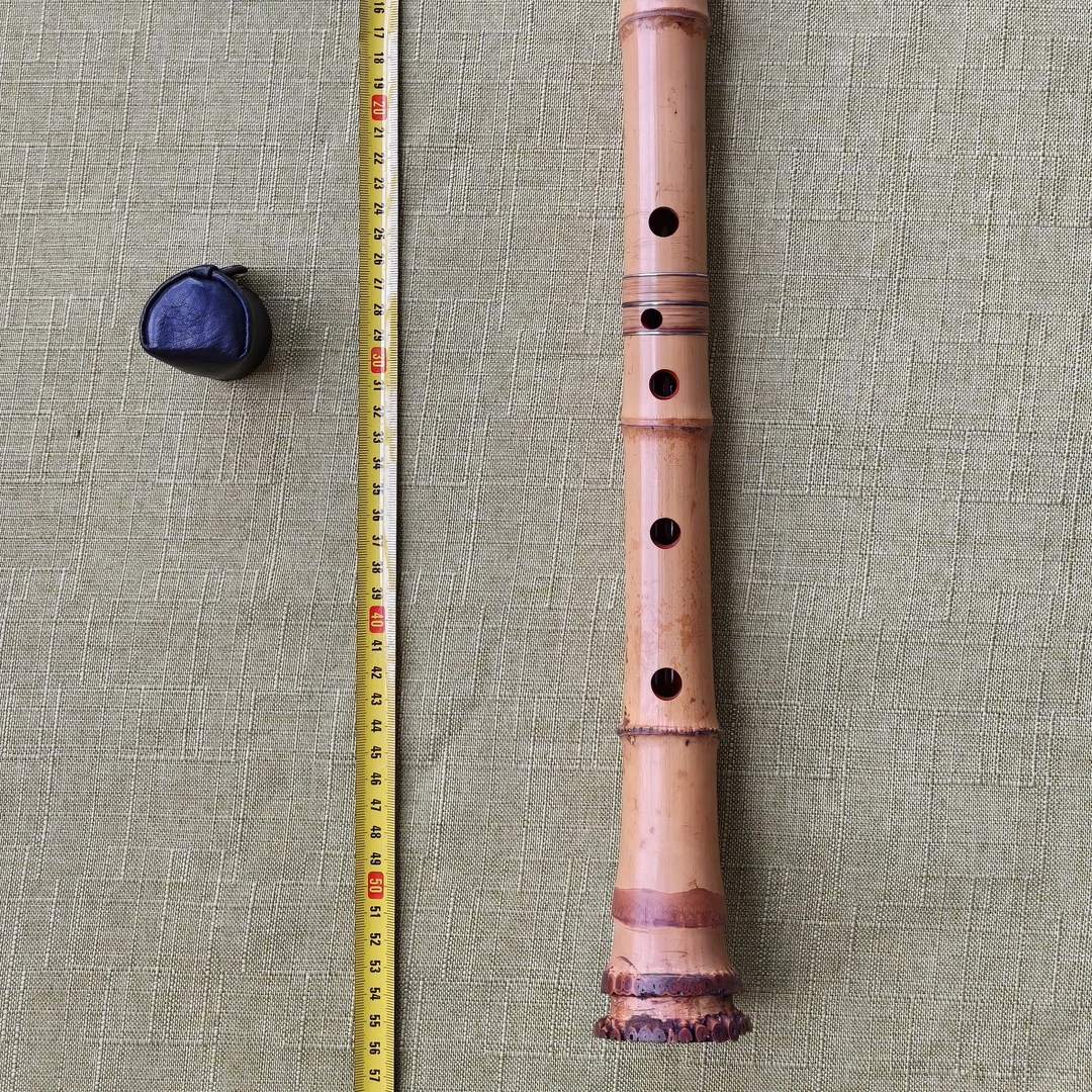 日本精华堂金卷银三线一尺八寸D管54.5㎝尺八乐器6孔正手