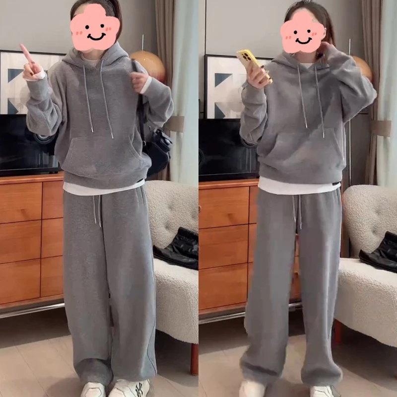 2025秋冬中版型加绒加厚轻奢舒适连帽女装时尚套装LK2507755
