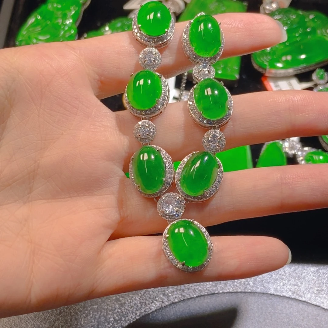 翡翠银S925镶嵌吊坠(不含链)