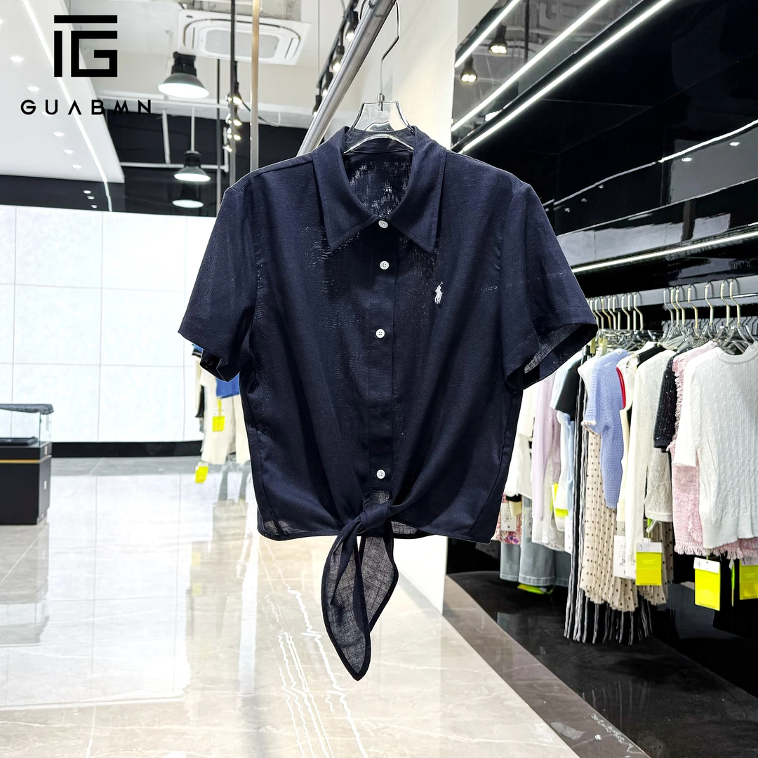 GUABMN2025年夏季新款刺绣翻领极简风短袖T恤夏日穿搭5293