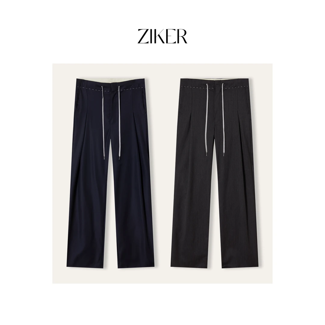 ZIKER丨意大利进口精仿羊毛阔腿裤百搭运动西装宽松裤（干洗）
