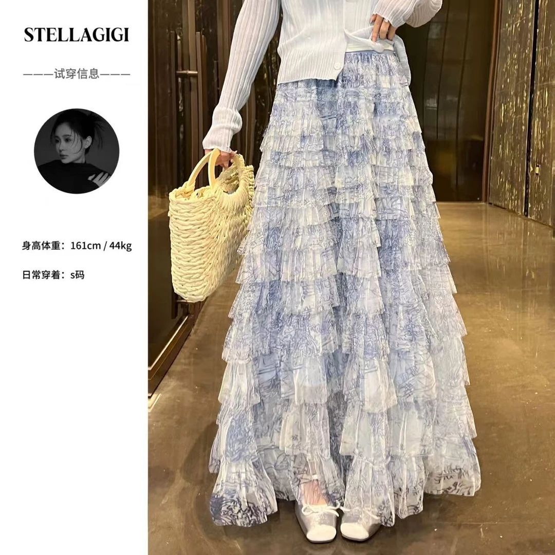 SG / 郭幂幂 SS 浪漫主义 松紧腰扎染网纱蛋糕裙Q-20250183