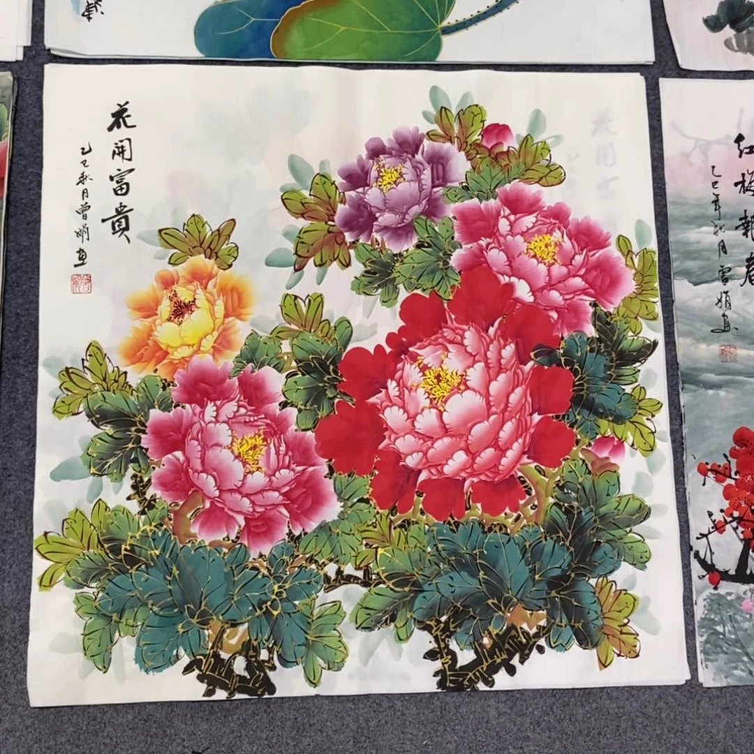 国画尺寸70✖️70精品斗方手绘画