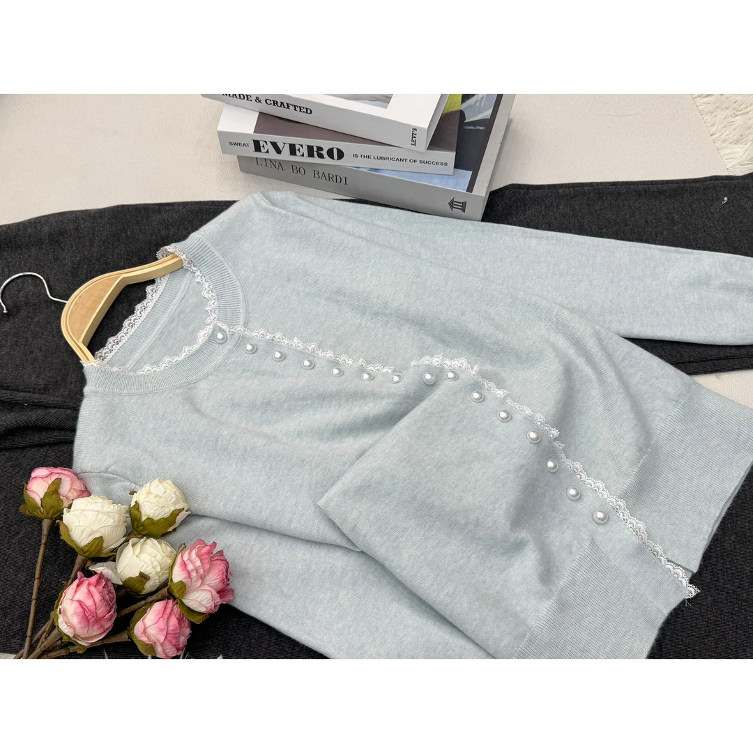 【蓝色珍珠扣】百搭气质款长袖开衫上衣QC2381