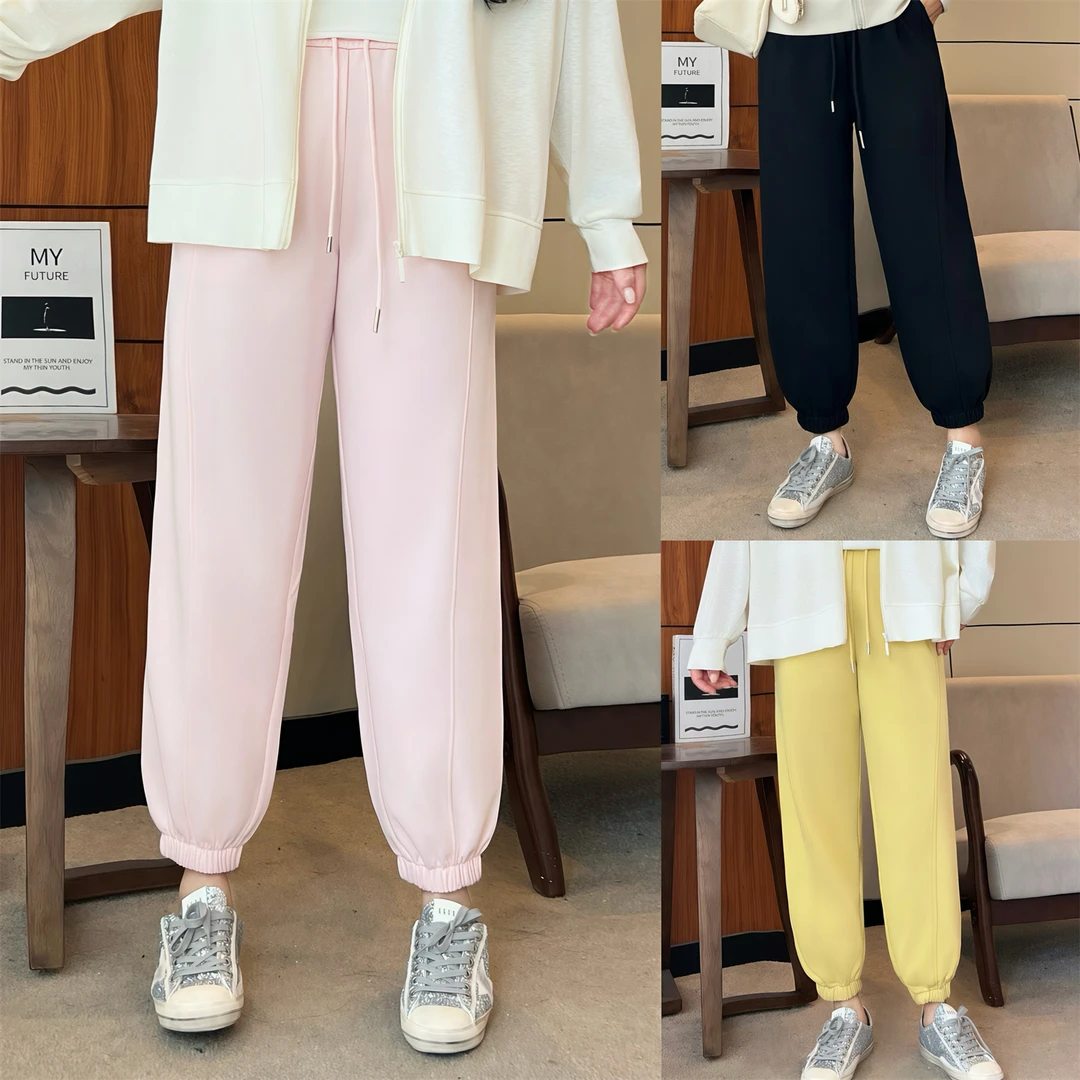 大码女装秋季小众显瘦休闲花契200斤胖mm韩系质感流线裤14177-F