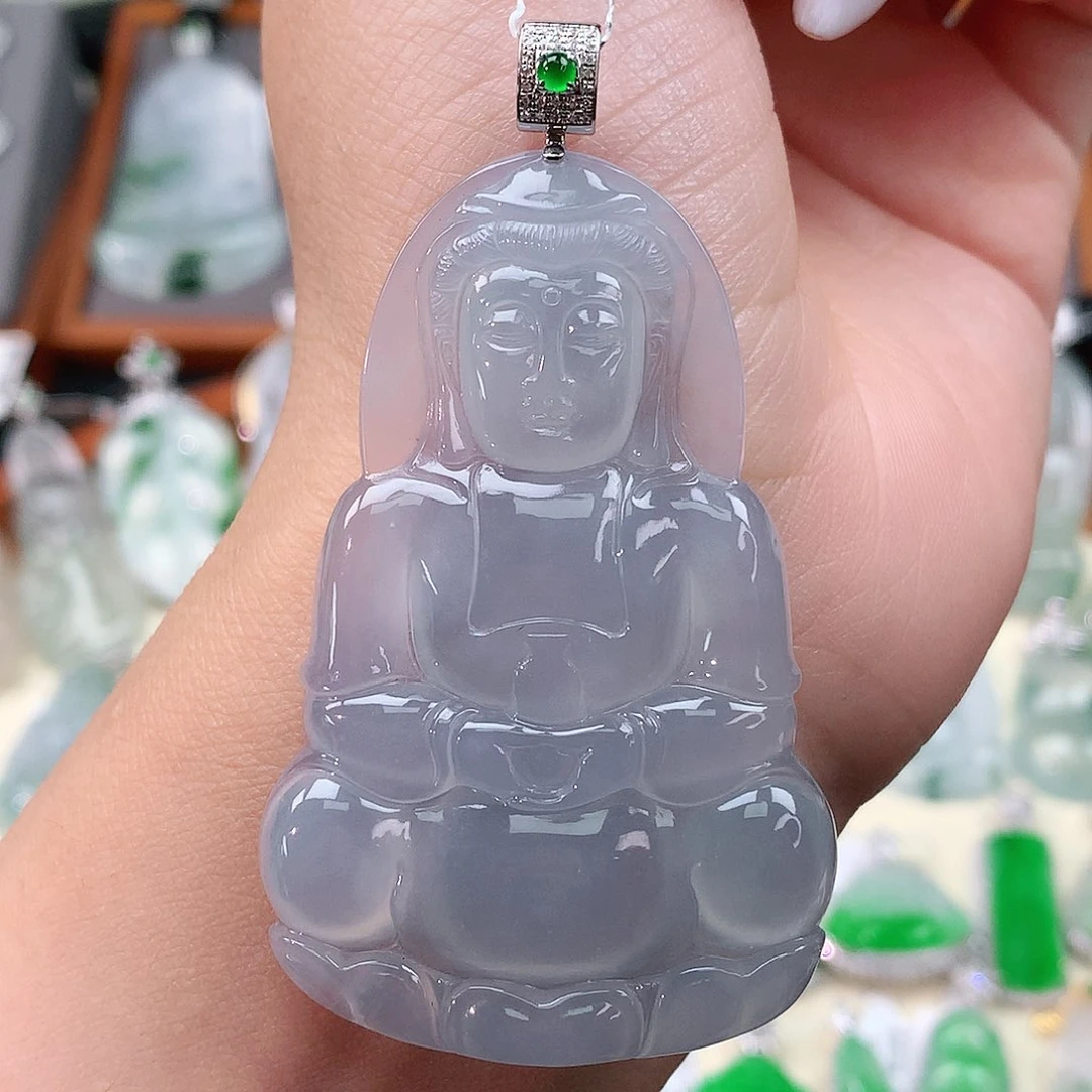 颈饰18K金镶嵌翡翠观音