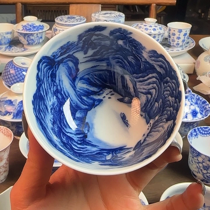 名窑口 山水杯主人杯放漏