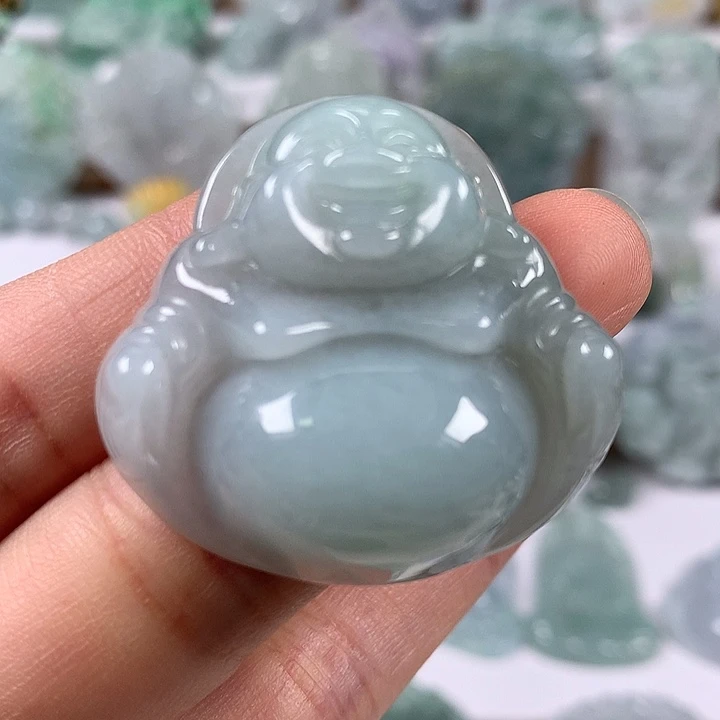 翡翠未镶嵌颈饰笑佛卡厚12+