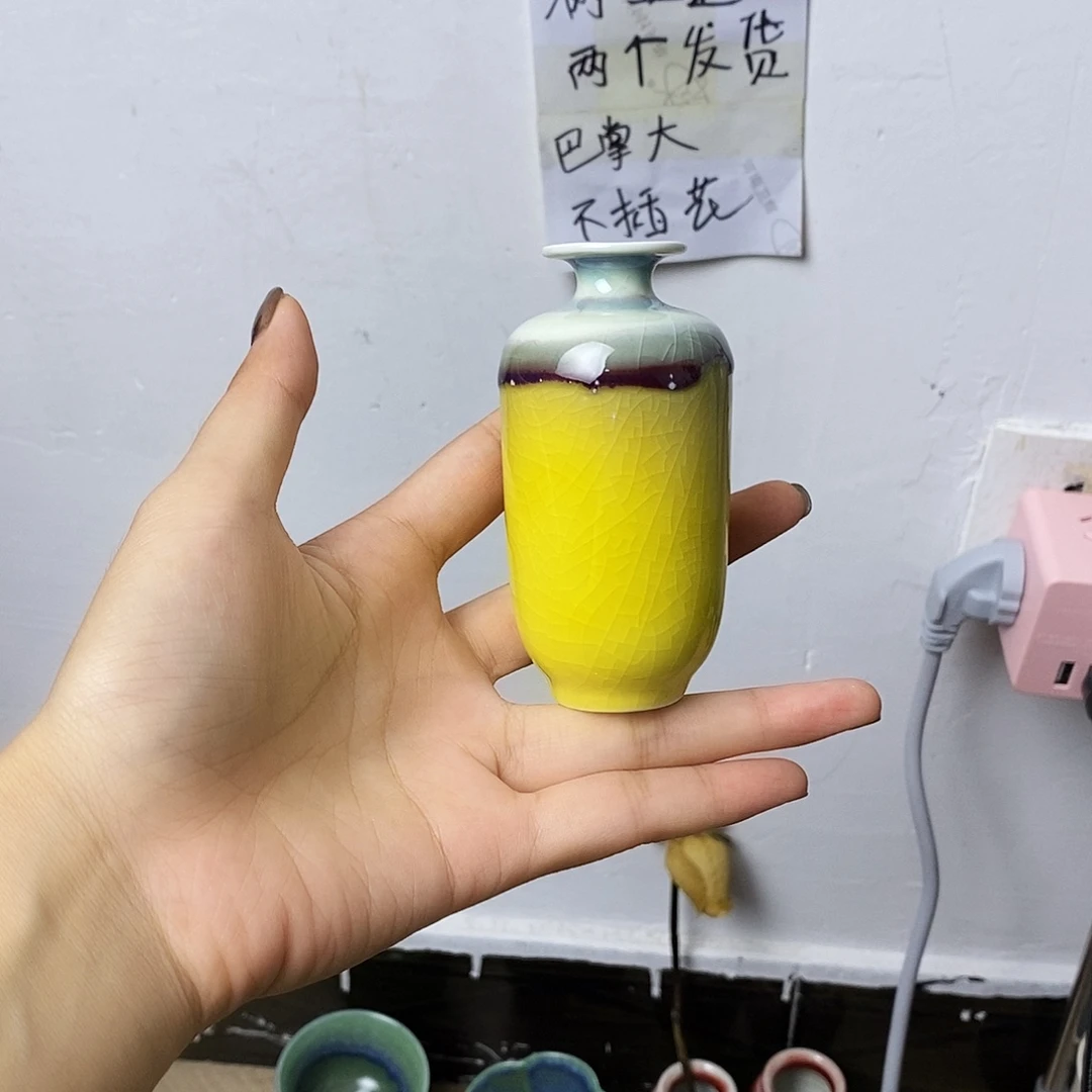 摆件巴掌大不插花景德镇高温陶瓷小花器