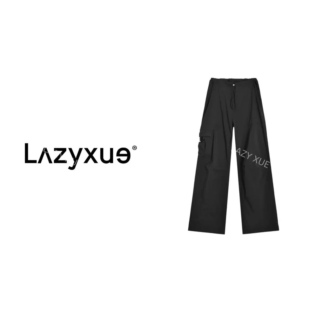 LAZYXUE薛懒懒/高腰直筒时尚休闲松紧百搭女士设计师伞兵裤 68158