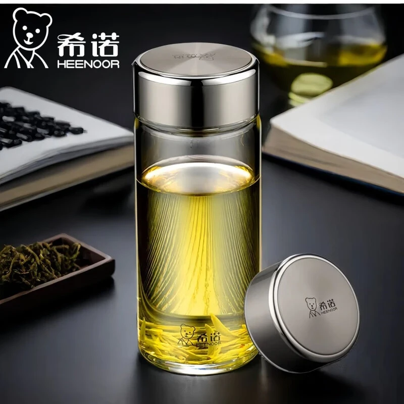 希诺单层茶水杯经典钢盖过滤泡茶杯子款高档送礼1205 1206