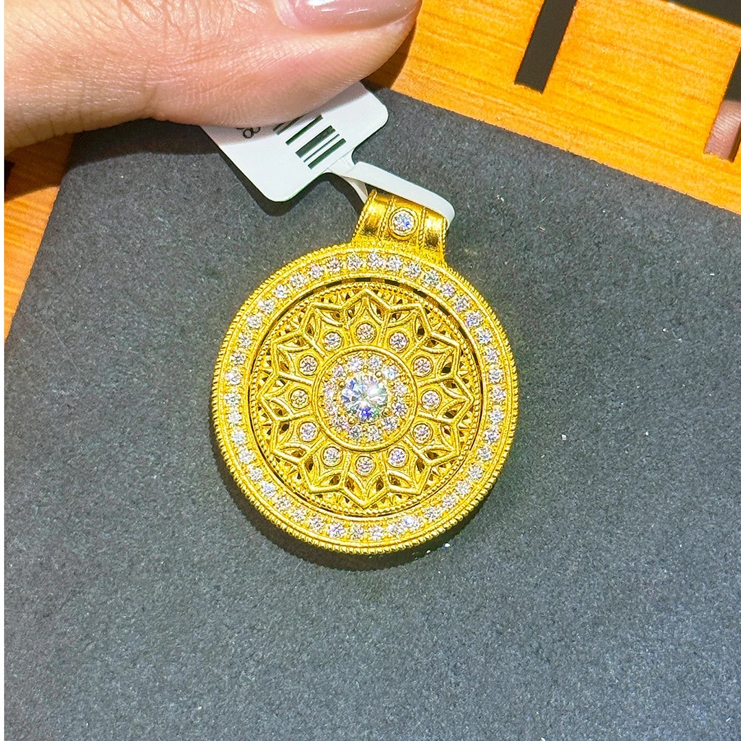 足金999【0附加】点钻八宝罗盘精致吊坠送礼物宫廷国风国潮百搭