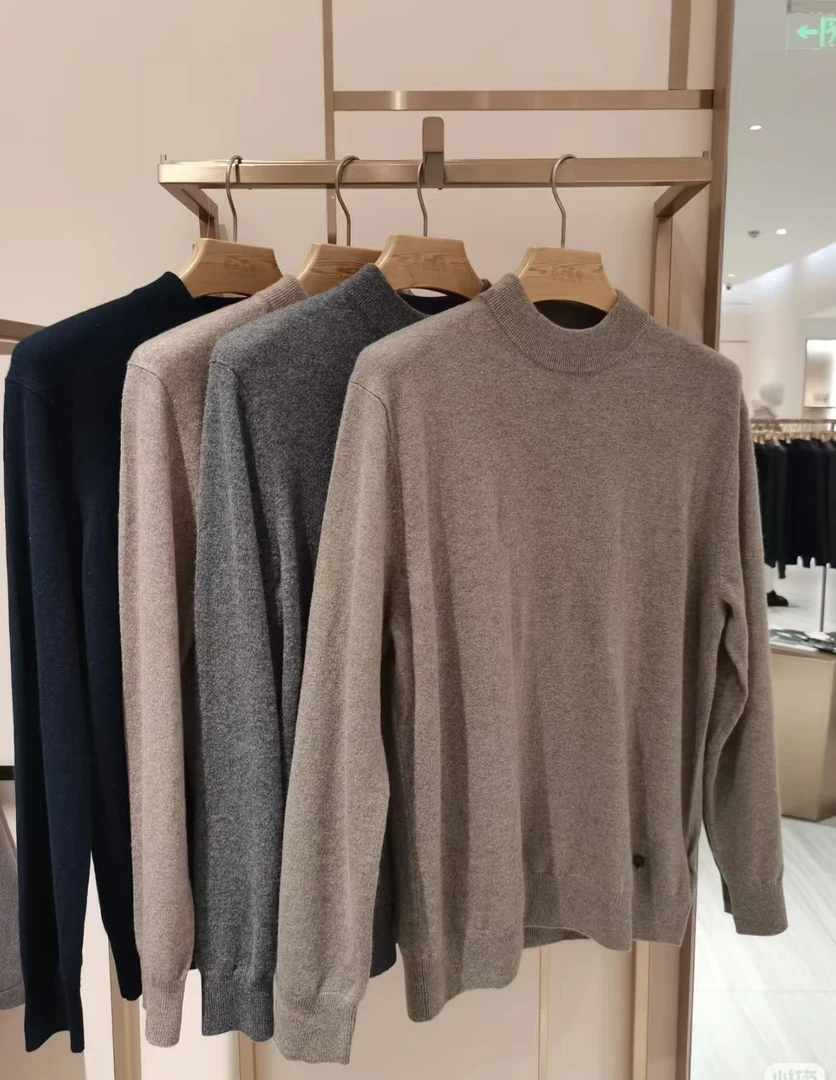 【251-300】男士长袖圆领时尚针织打底衫针织衫宽松型常规套头款