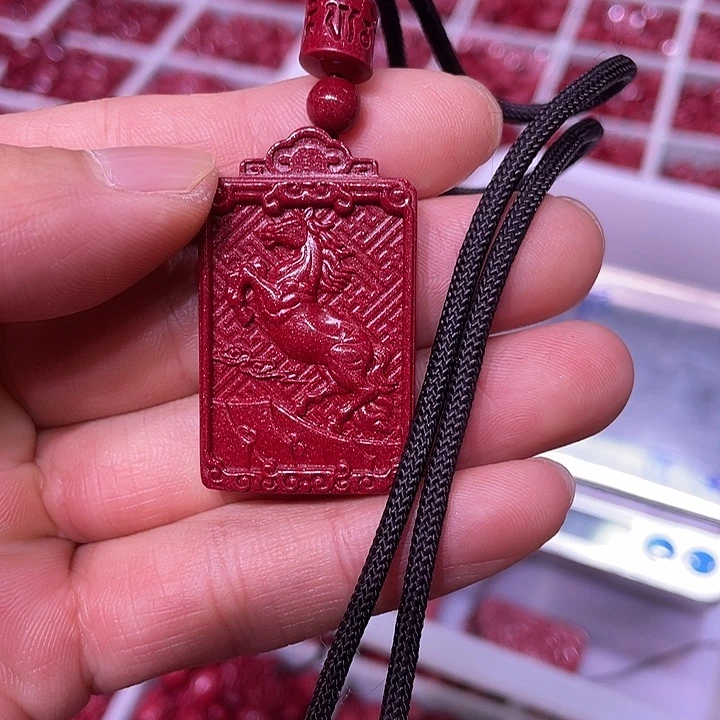 天然辰砂紫金砂马牌子吊坠