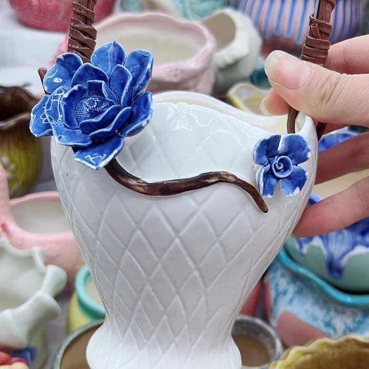 多肉绿植陶瓷花盆9.9包邮，有孔