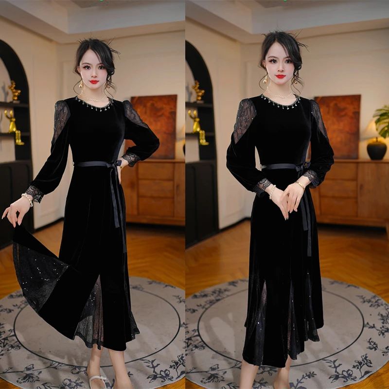 【雅丹】省心穿搭2025雅丹连衣裙款秋季收腰显瘦气质轻奢重工礼服裙