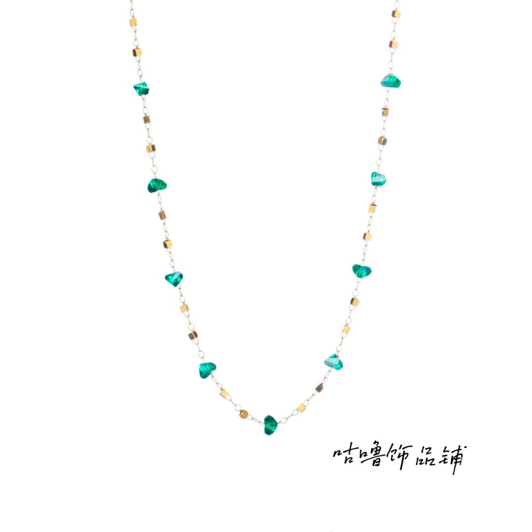 钛钢仿水晶项链 手工轻奢闪耀项链