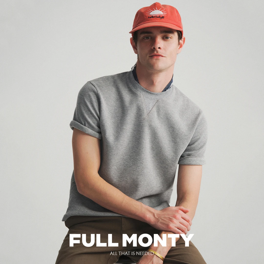 【华夫格短袖】春夏浅灰色男士圆领训练T恤休闲简约半袖上衣