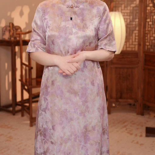 8075国风提花薄款短袖连衣裙