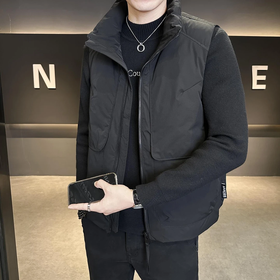 秋冬季痞帅高级感立领羽绒马甲外套男士短款简约百搭保暖背心坎肩