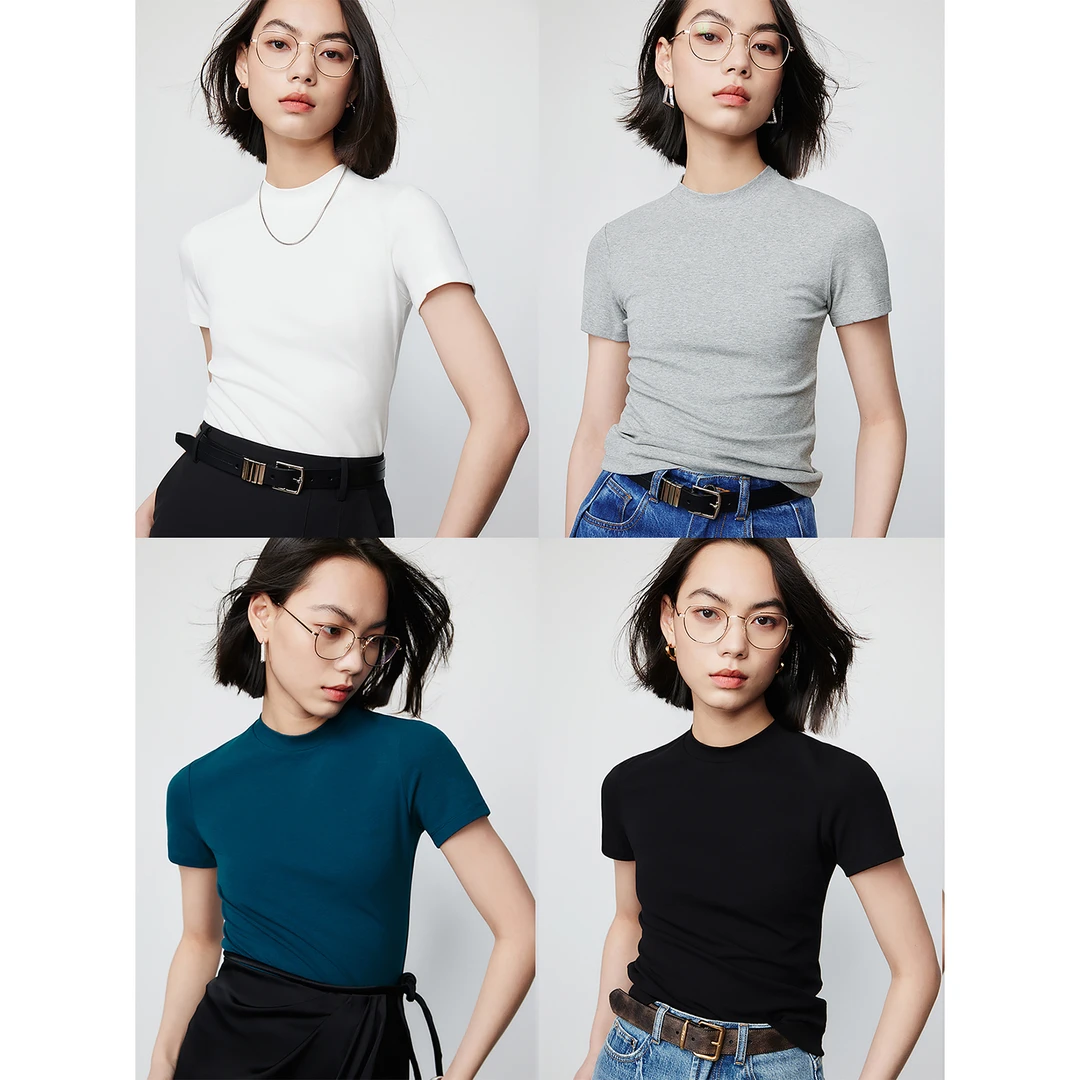【达人专属】开间/时髦精紧致弹力显瘦佰搭简约甜酷风短袖T恤