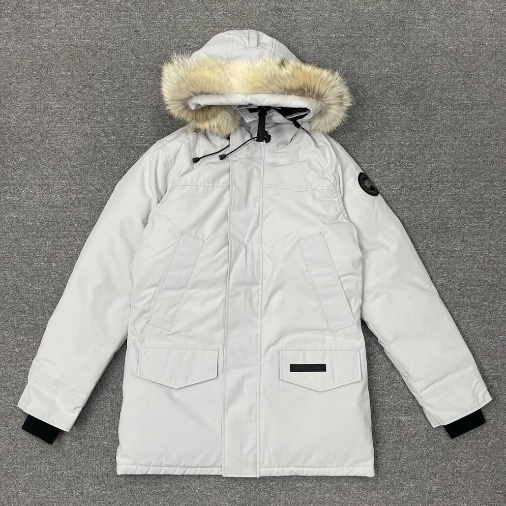 未使用 CANADA GOOSE 毛领连帽羽绒服/灰色/S码/12600