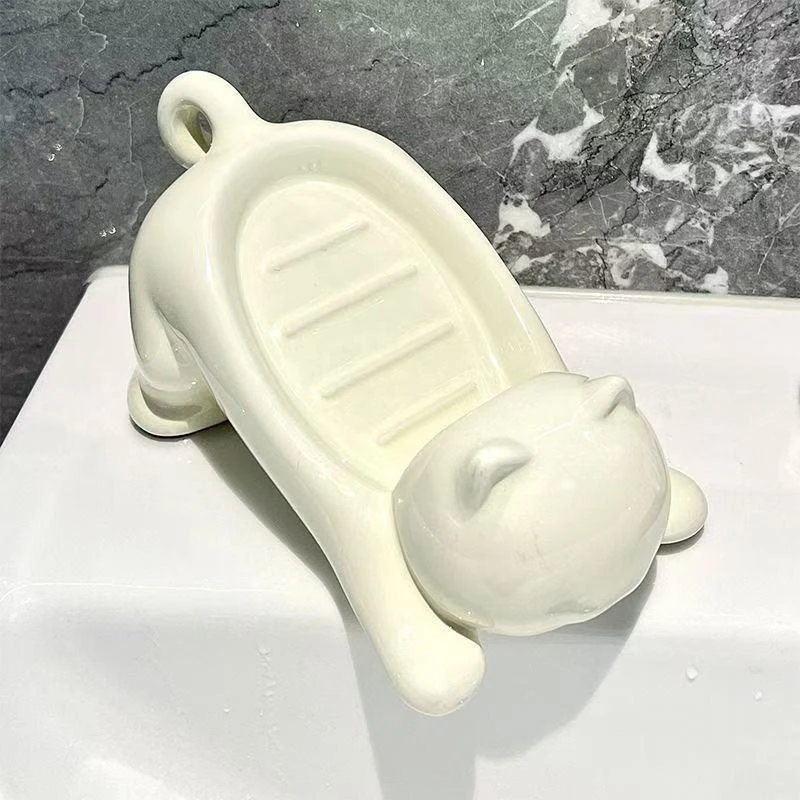 新款沥水肥皂盒个性卡通猫咪创意可爱家用浴室香皂盒沥水家用肥皂