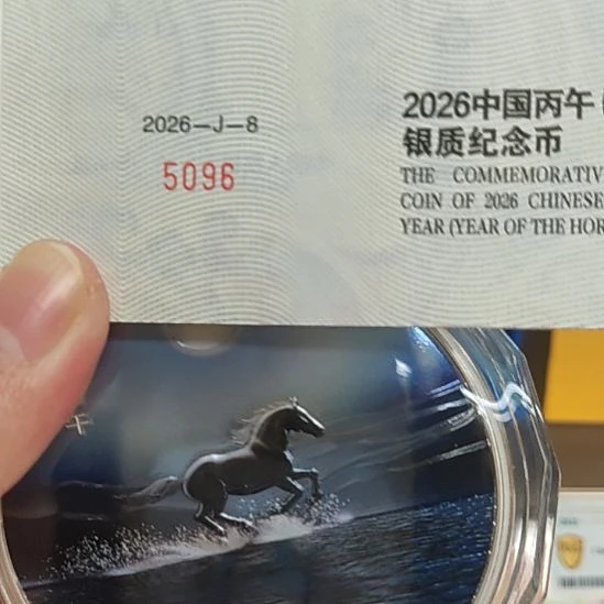 纯银150克彩银马，证书号5096