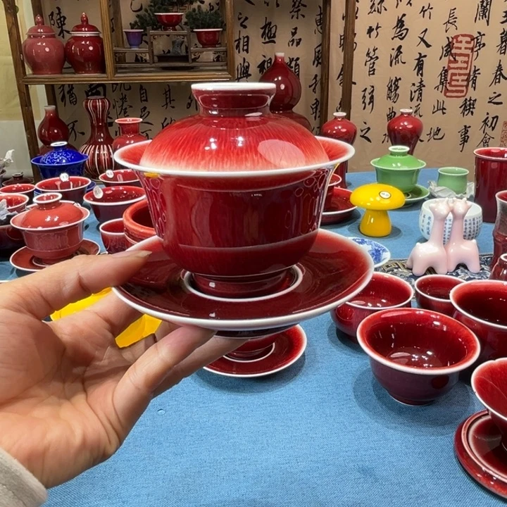 徐***号景德镇陶瓷三才元宝盖碗福利