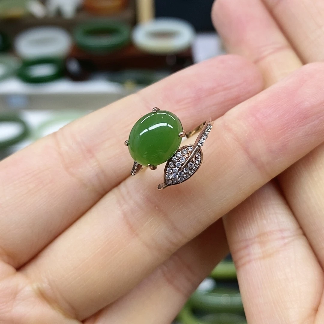 【闪购商品】和田玉（碧玉）戒指银S925镶嵌