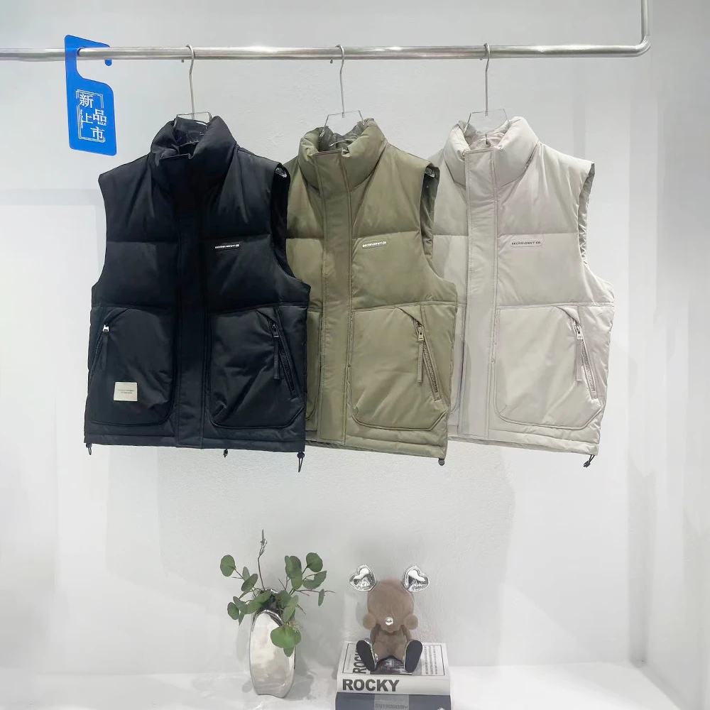 坎肩马甲2025秋冬季新款男士工装马夹白鸭绒加厚保暖背心外套百搭