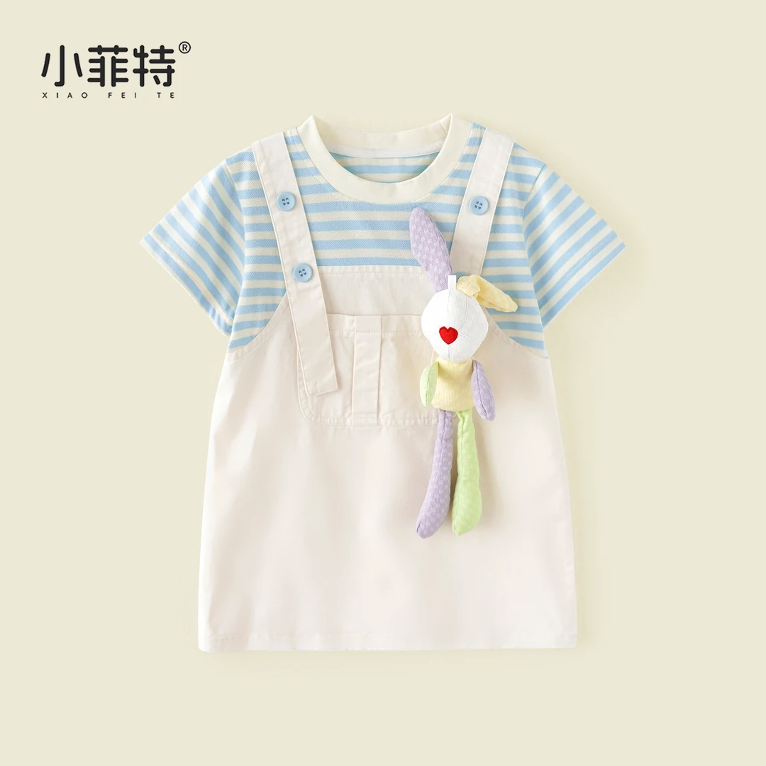 小菲特夏季新款女童立体玩偶连衣裙小女孩休闲短袖裙子BGQX51677