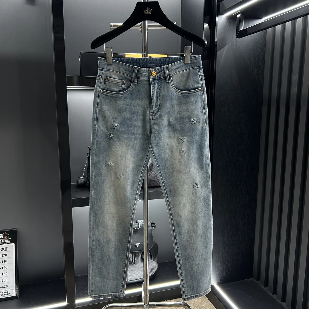 【KK专属】2025年春夏款轻奢潮牌重工定制洗水牛仔裤（77726）