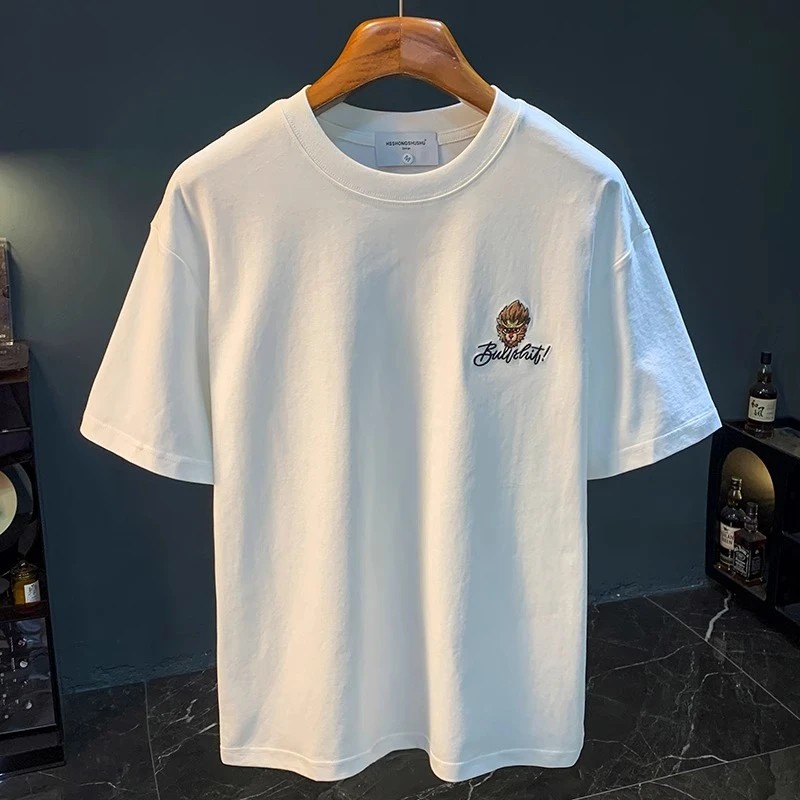 Cebrodz国潮高端T恤男2025年夏季薄款刺绣印花短袖衣服圆领体恤衫