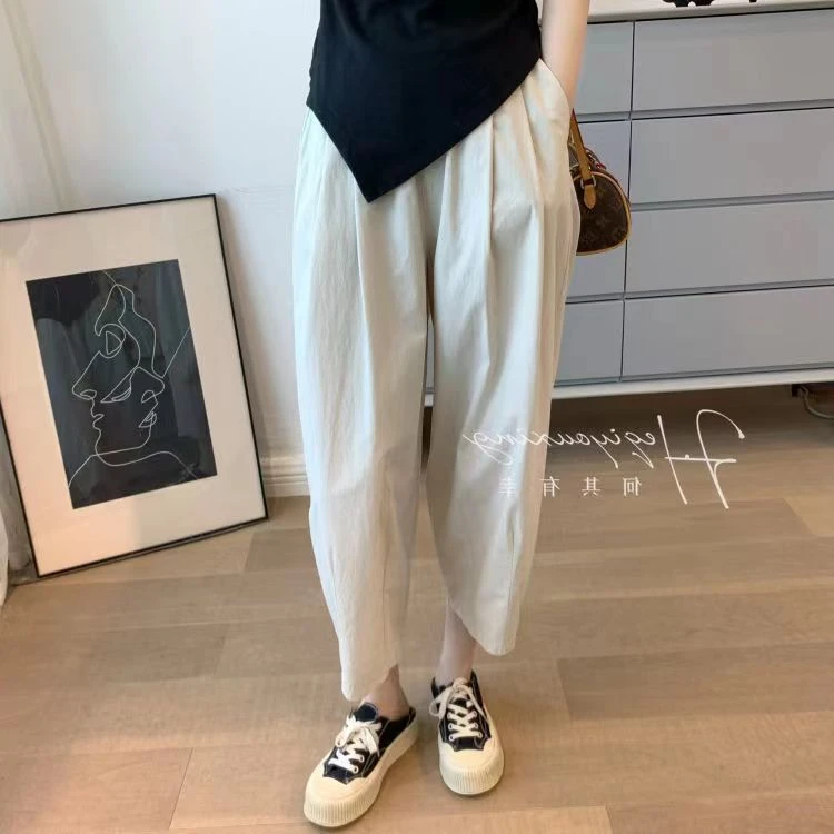 萝卜哈伦裤女夏季薄款宽松显瘦百搭裤小个子九分裤外穿时尚阔腿裤