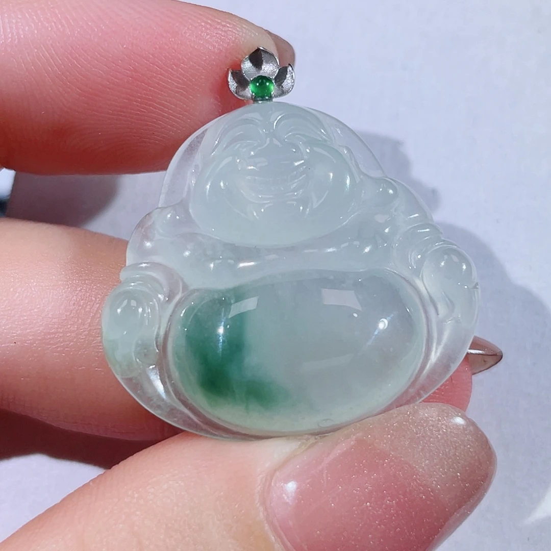 颈饰18K金镶嵌翡翠佛公